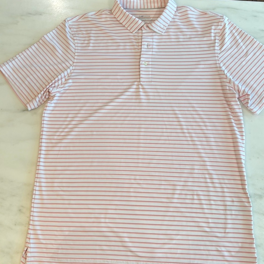 Vineyard Vines Men's Pink Striped Polo Shirt
